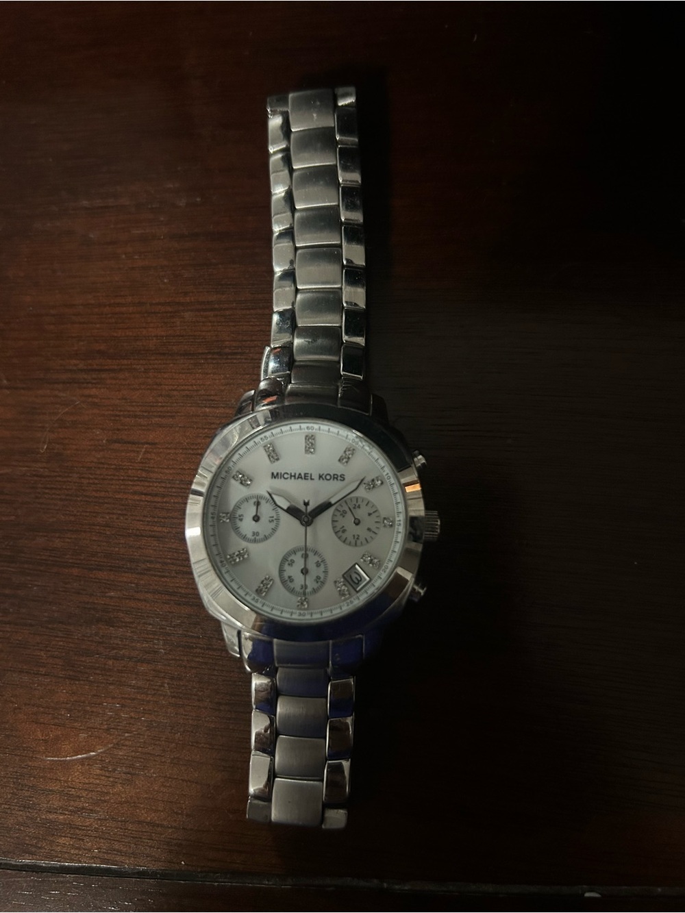 Michael Kors Silver Men's Chronograph Bracelet Watch with White Dial